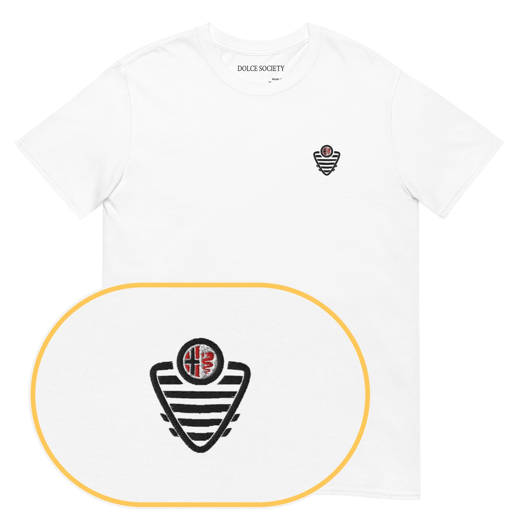 Alfa Romeo Grid T-Shirt (Embroidered) — White — zoom detail