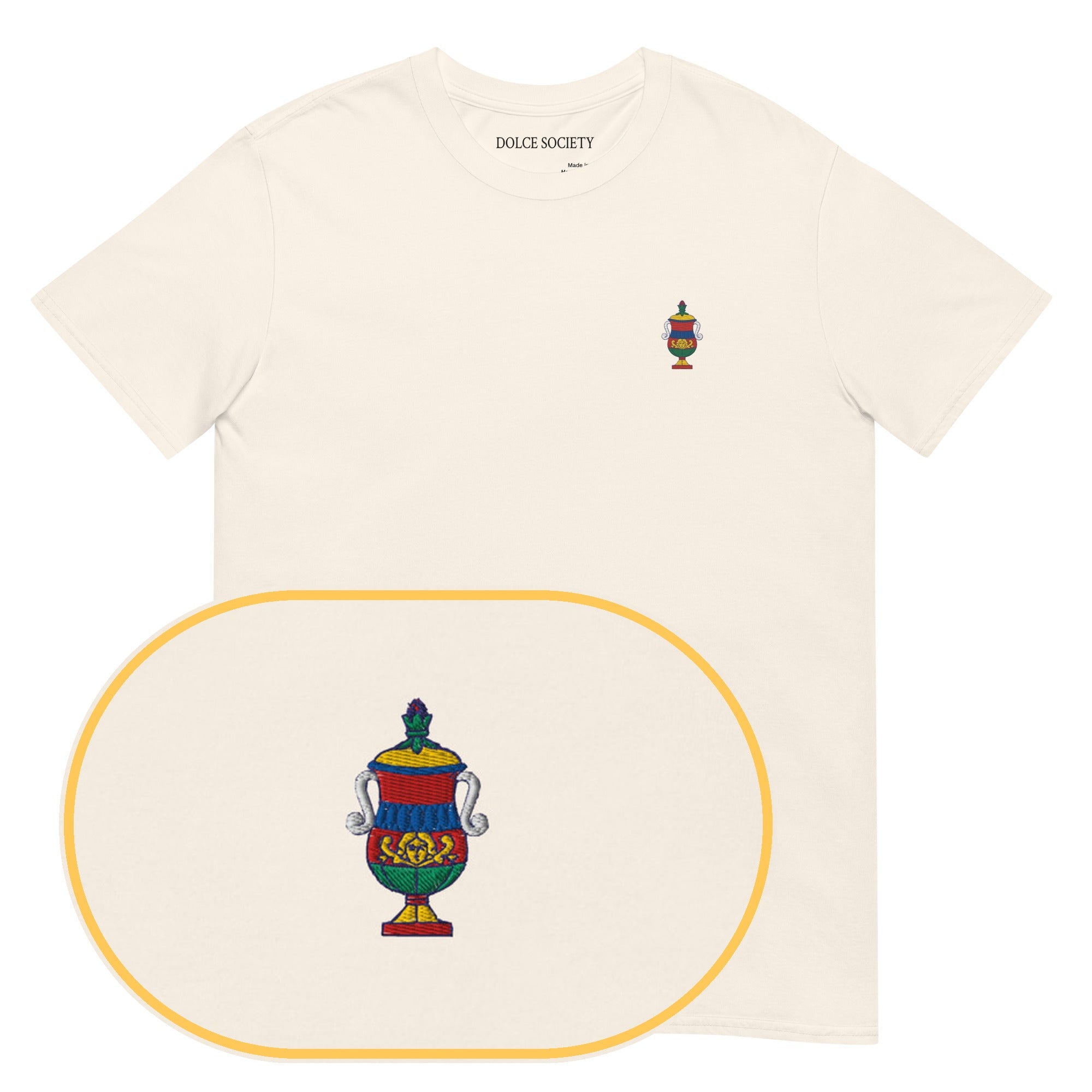 Asso Coppe Card T-Shirt (Embroidered) — Natural — zoom detail