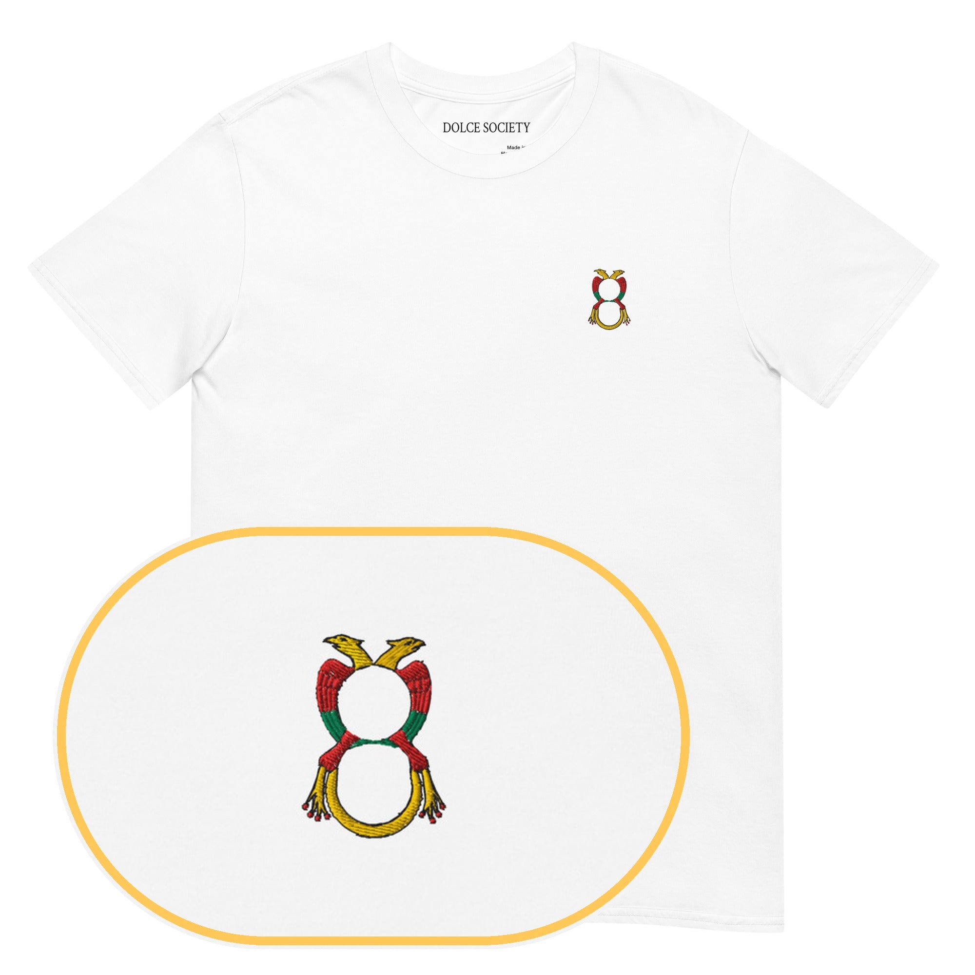 Asso Denari Card T-Shirt (Embroidered) — White — zoom detail