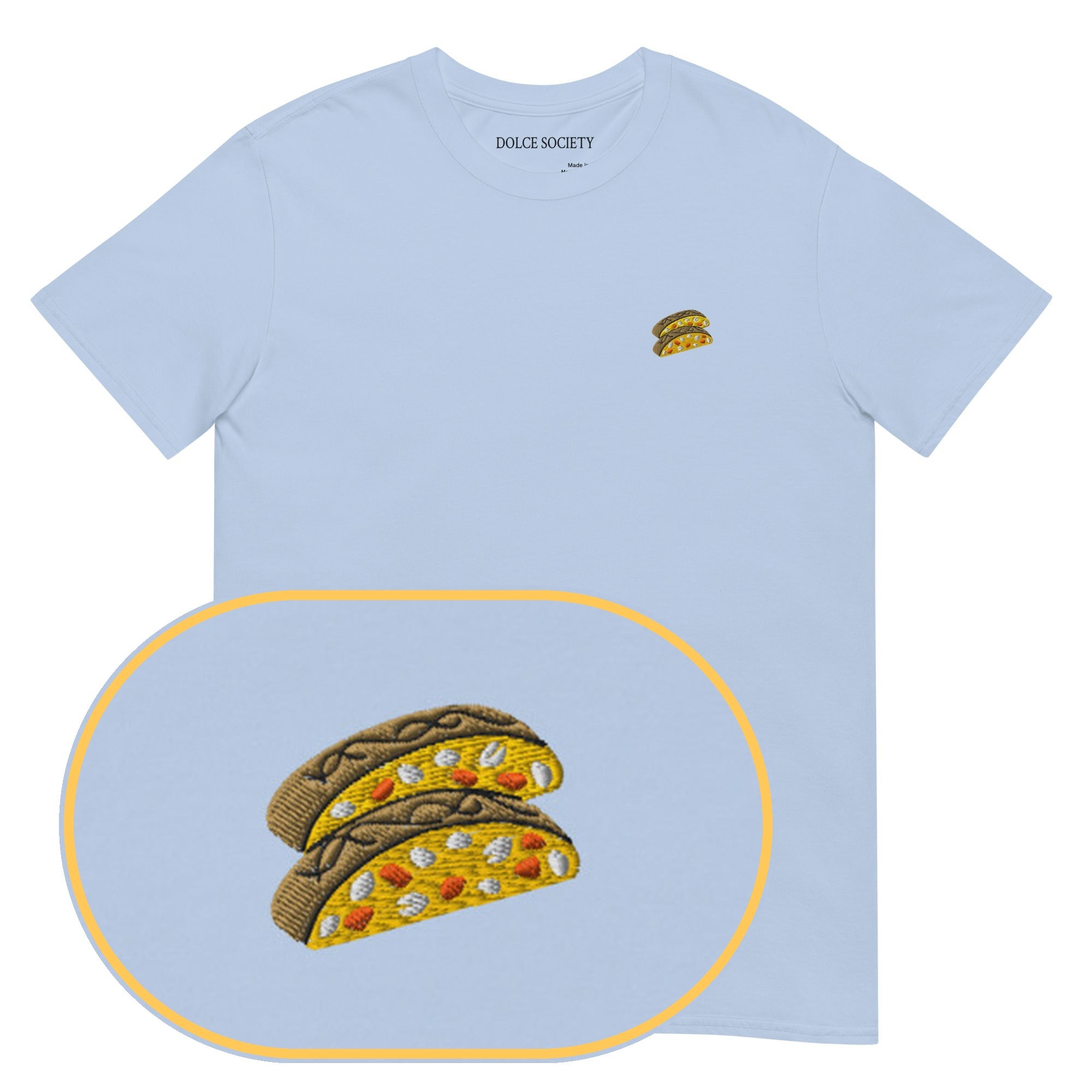 Biscotti T-Shirt (Embroidered) — Light Blue — zoom detail