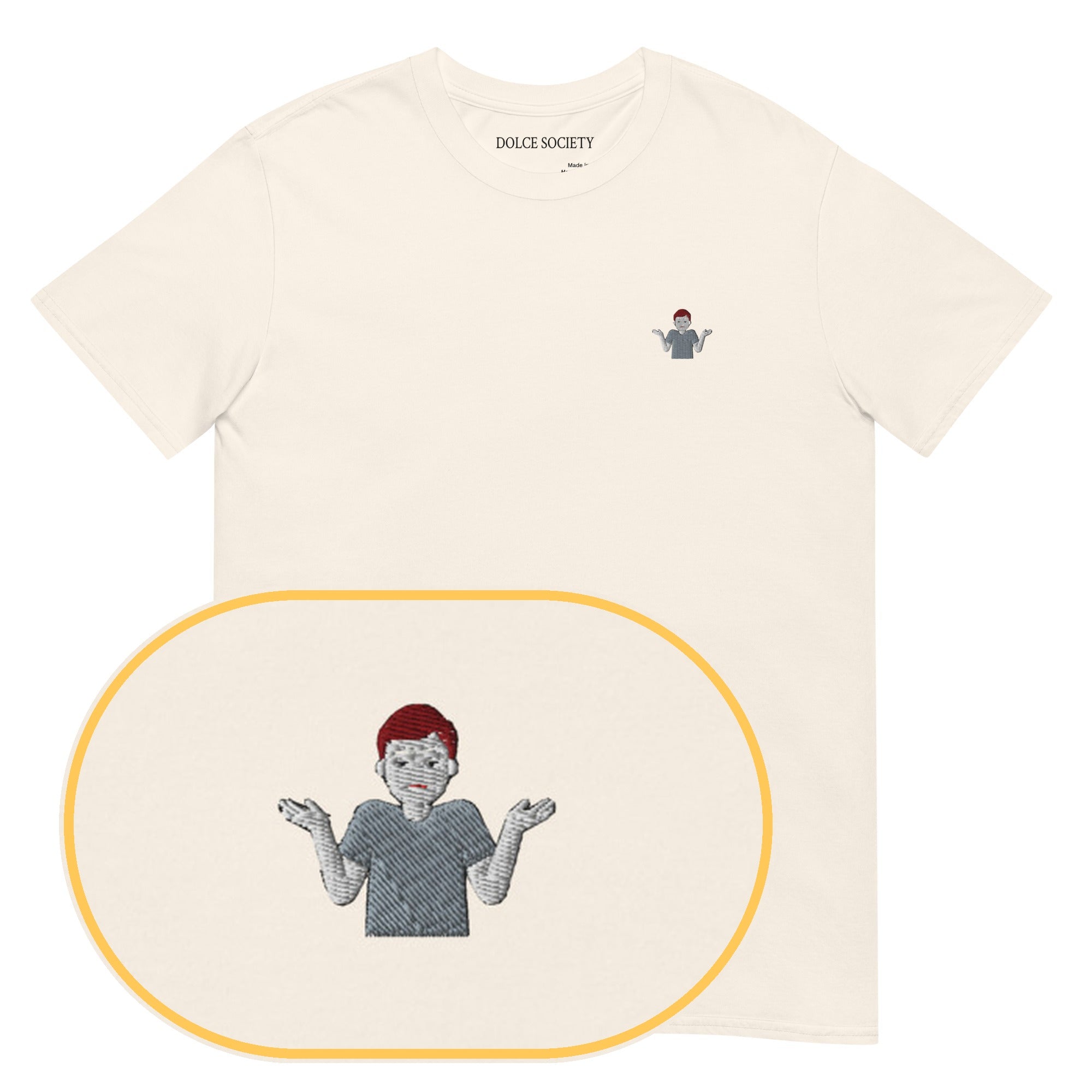 Boh! T-Shirt (Embroidered) — Natural — zoom detail