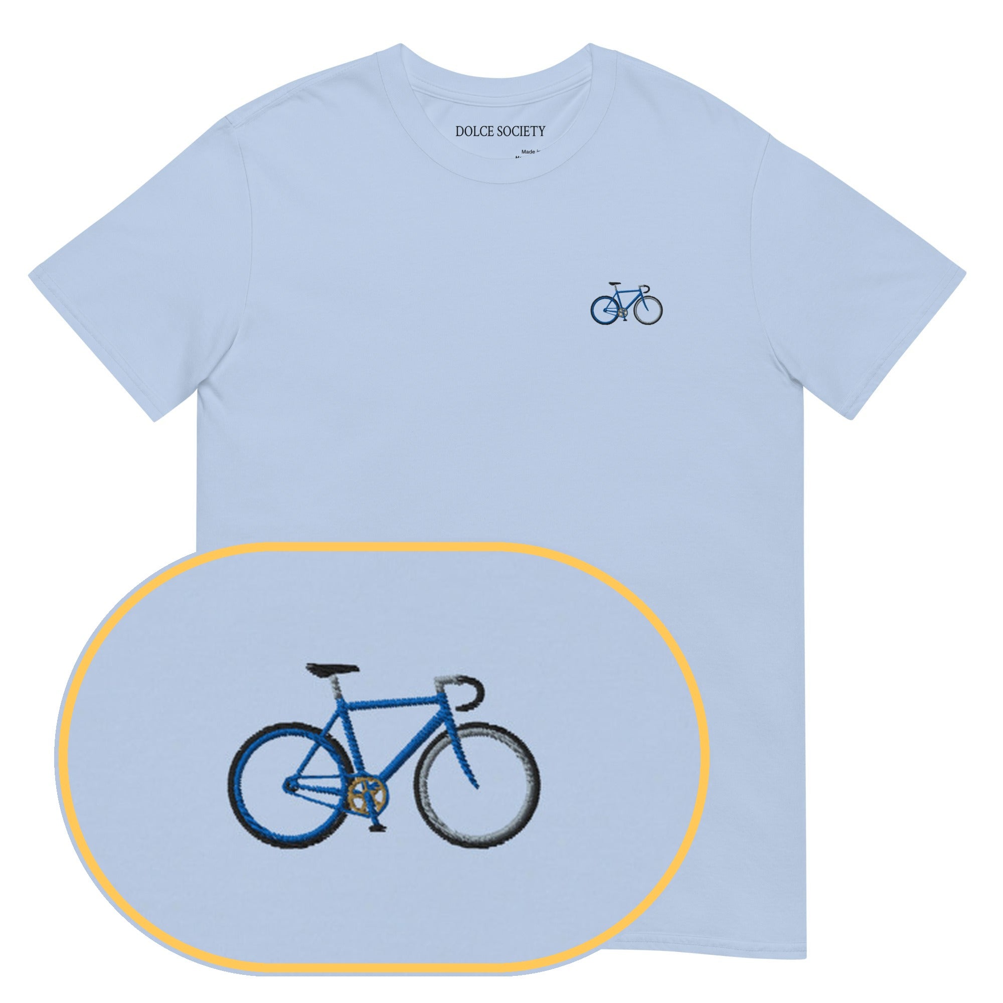 Bycicle T-Shirt (Embroidered) — Light Blue — zoom detail