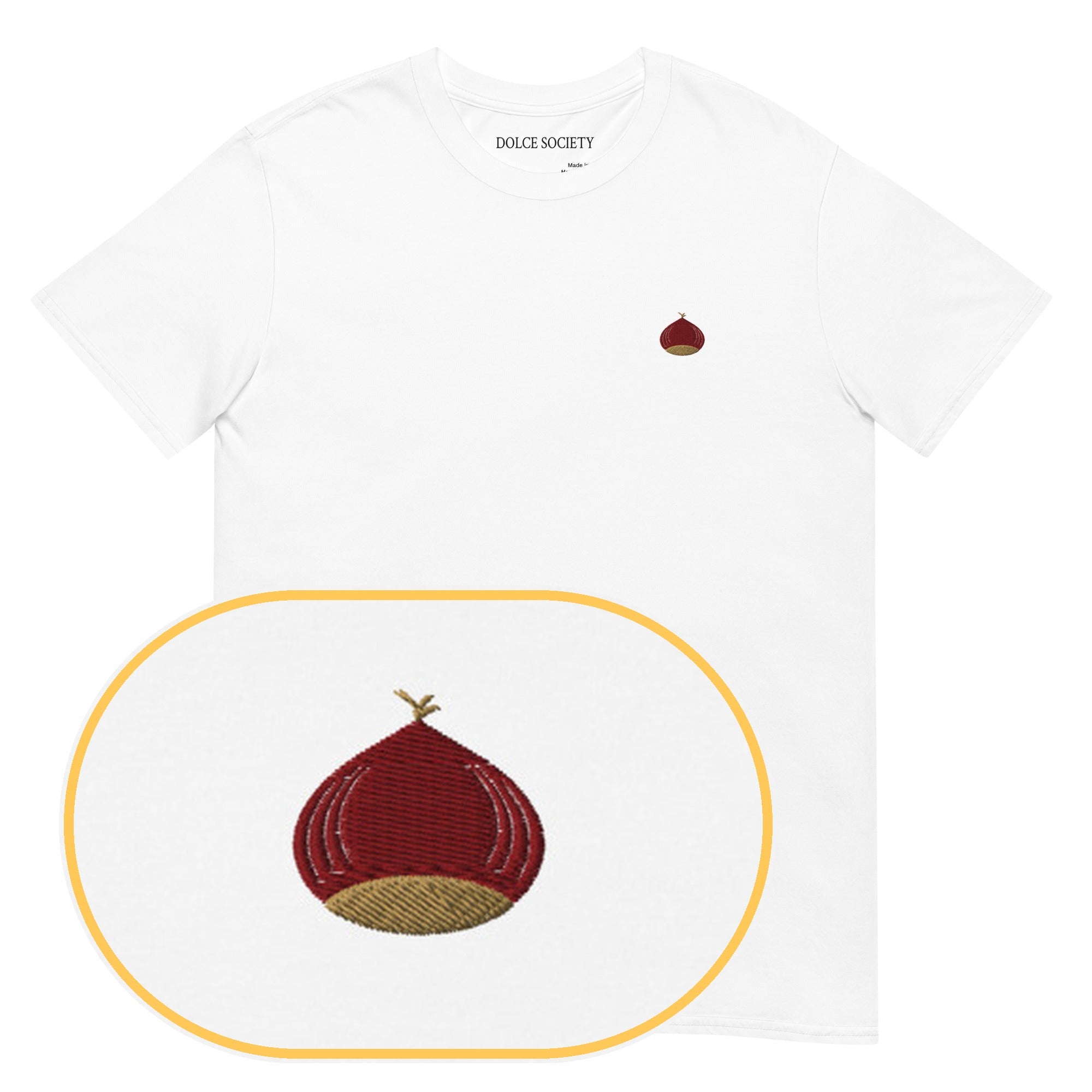 Chesnut T-Shirt (Embroidered) — White — zoom detail