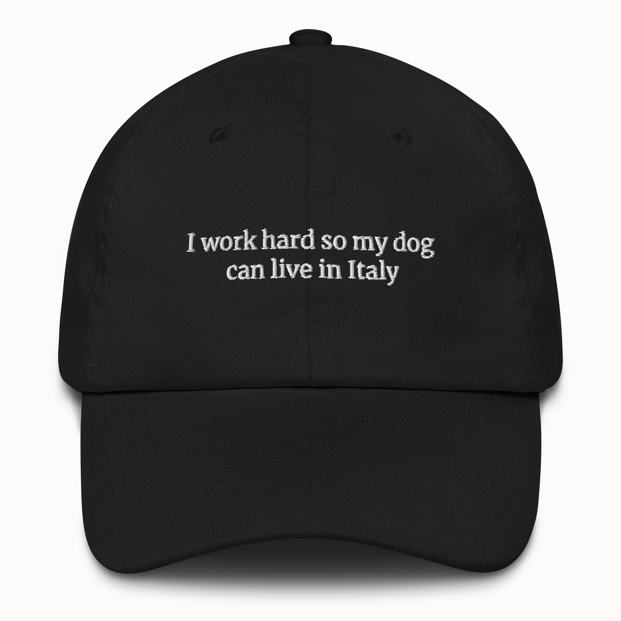I work hard so my dog can live in Italy Hat @shop name