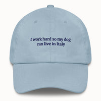 I work hard so my dog can live in Italy Hat @shop name