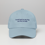 I work hard so my dog can live in Italy Hat