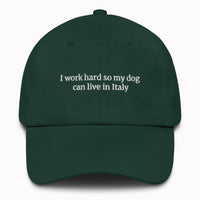 I work hard so my dog can live in Italy Hat @shop name