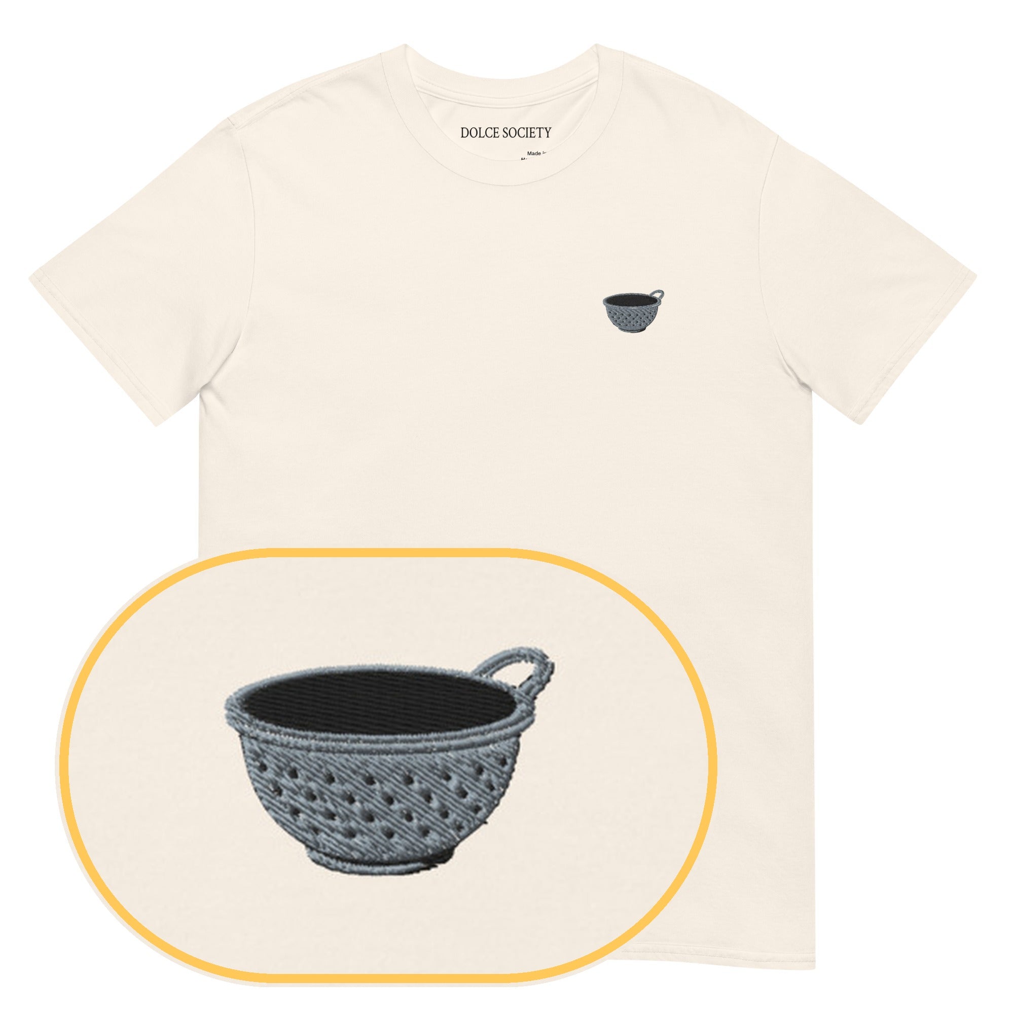 Colander T-Shirt (Embroidered) — Natural — zoom detail