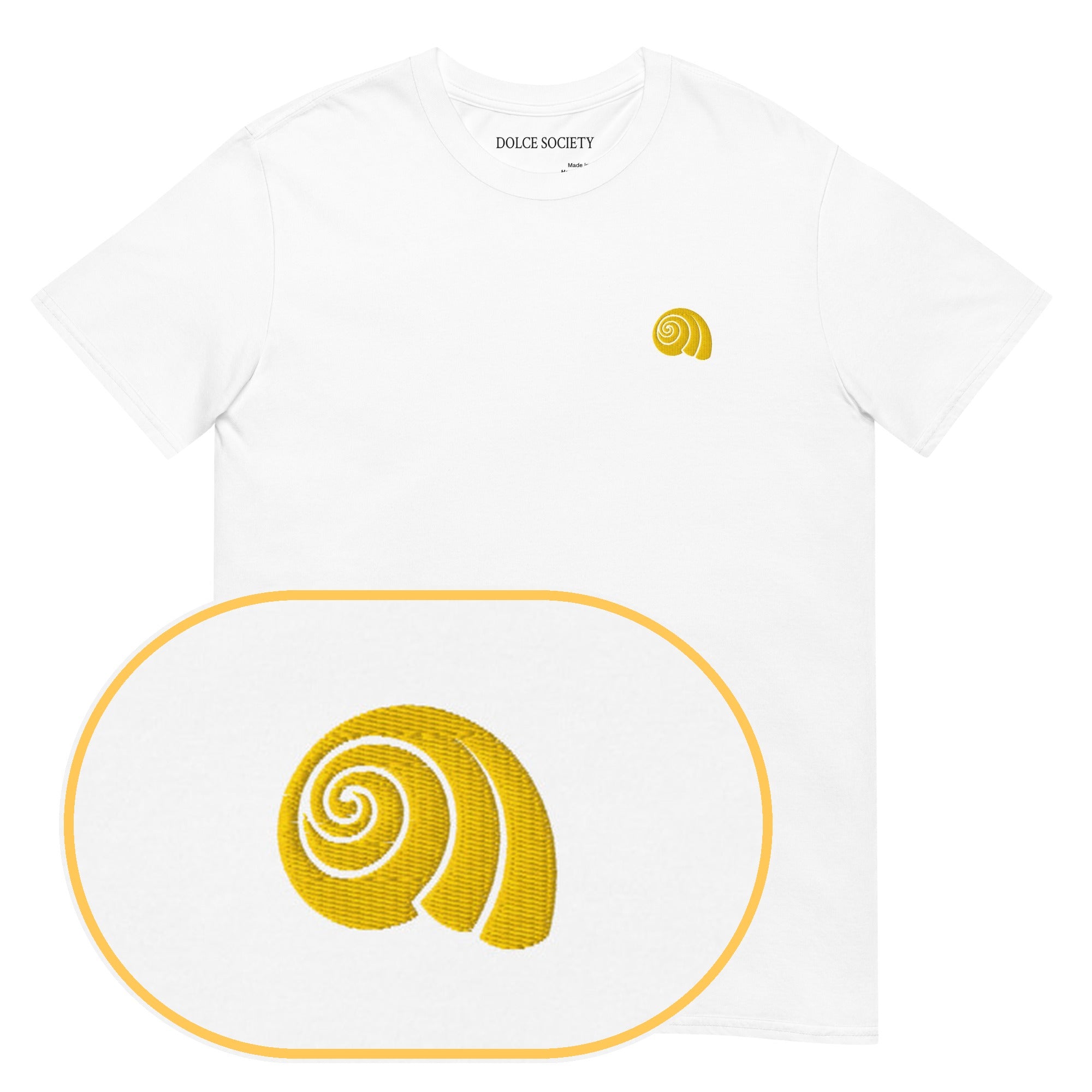 Conchiglie Pasta T-Shirt (Embroidered) — White — zoom detail