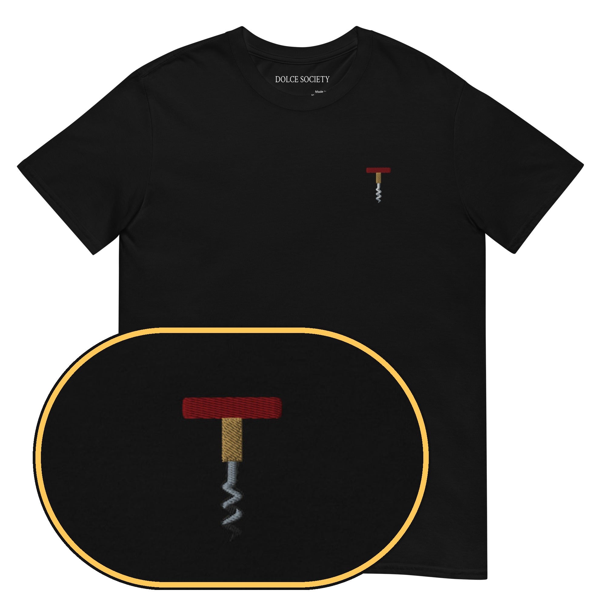 Corkscrew T-Shirt (Embroidered) — Black — zoom detail