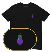 Eggplant T-Shirt (Embroidered) — Black — zoom detail