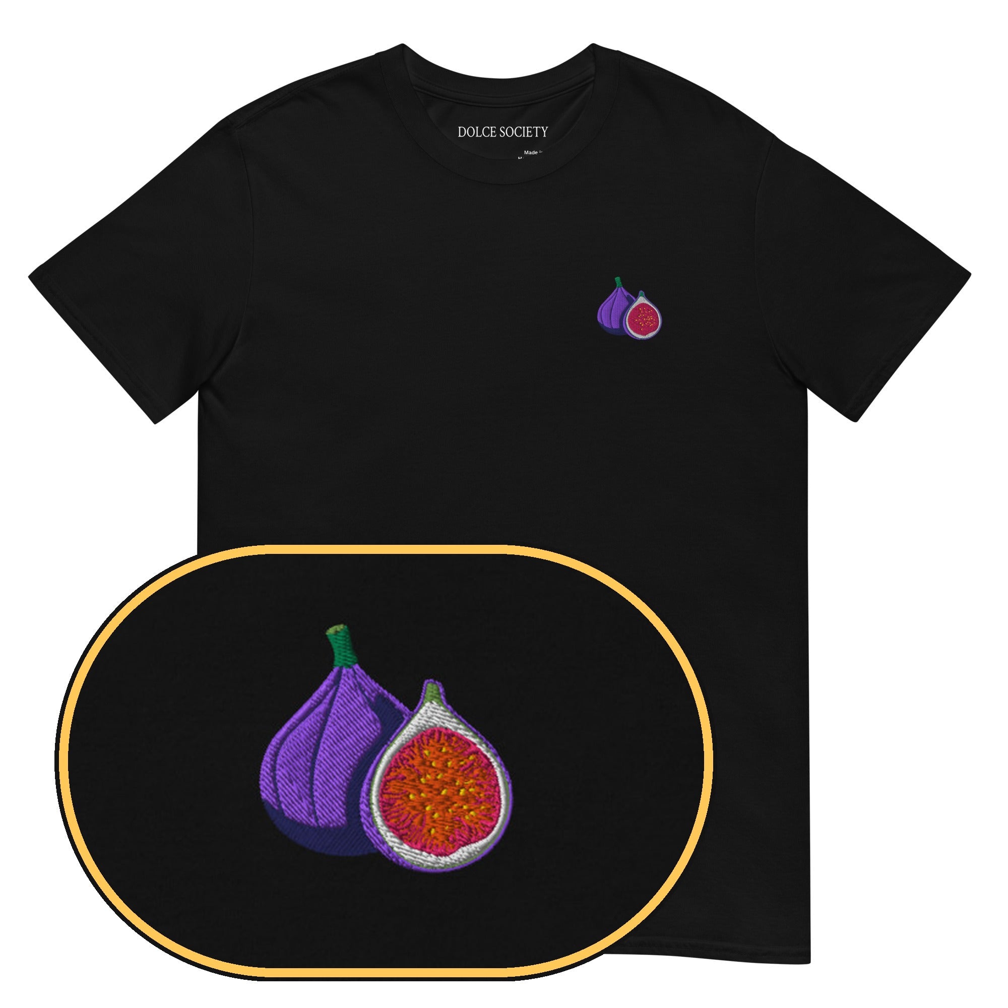 Figs T-Shirt (Embroidered) — Black — zoom detail