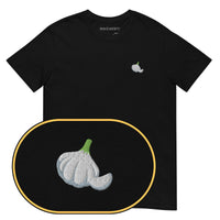 Garlic T-Shirt (Embroidered) — Black — zoom detail
