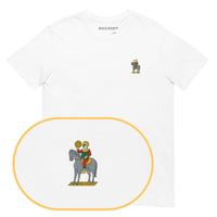 Horse Denari Card T-Shirt (Embroidered) — White — zoom detail