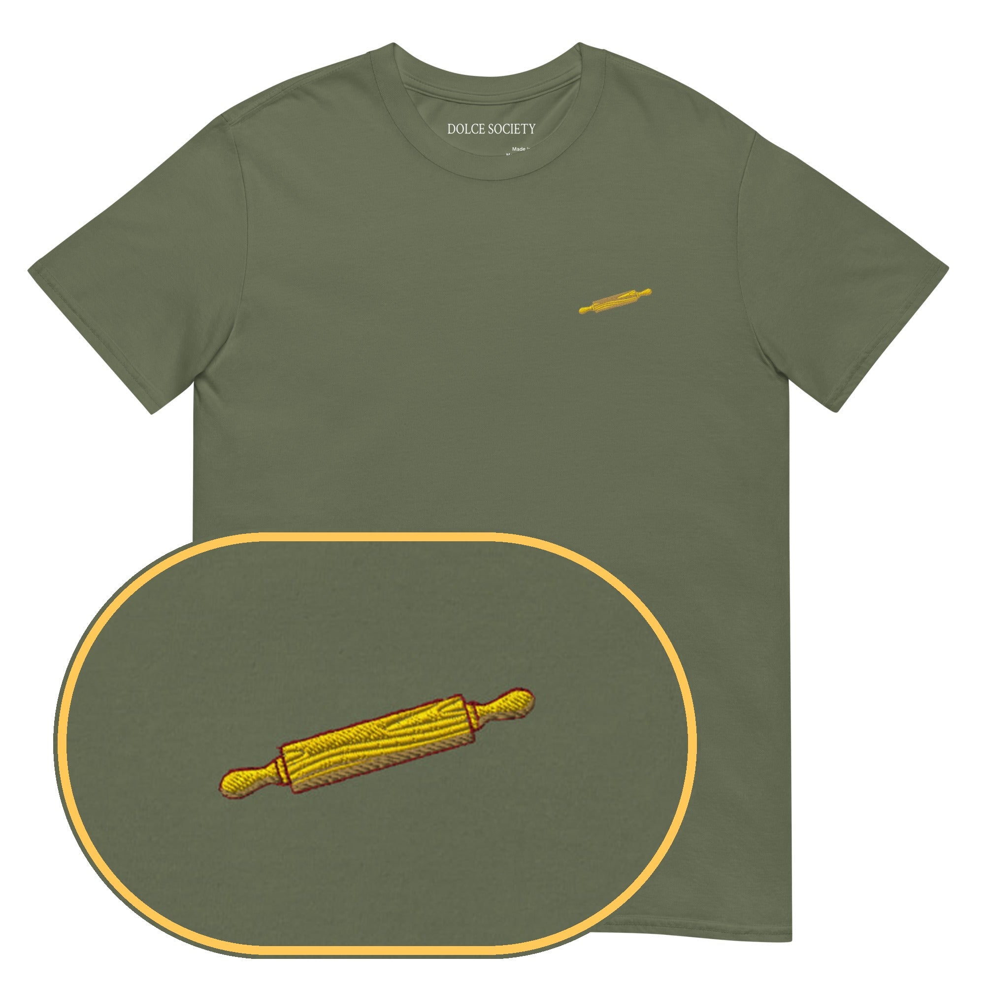 Mattarello T-Shirt (Embroidered) — Military Green — zoom detail