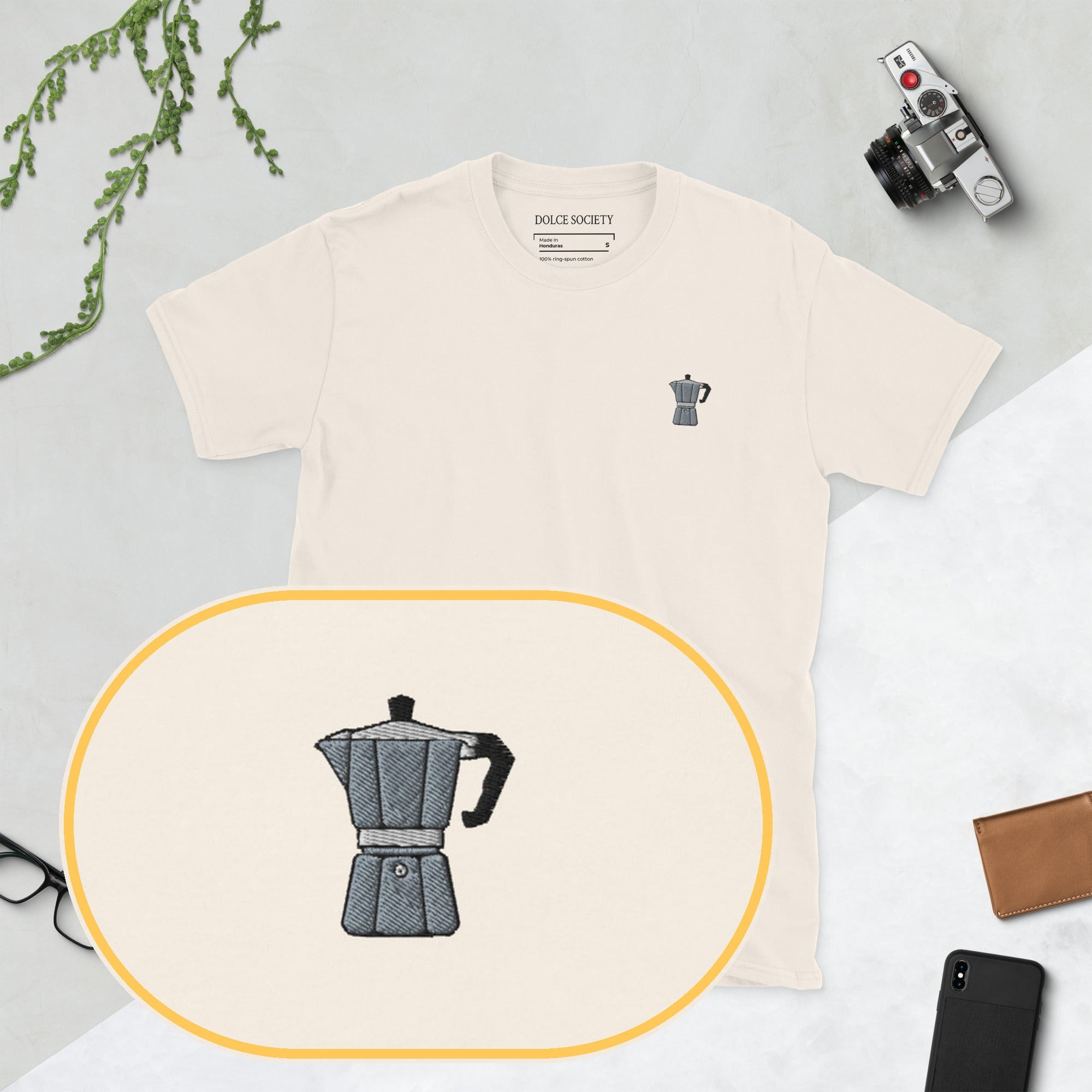 Moka pot Embroidered Natural — zoom detail