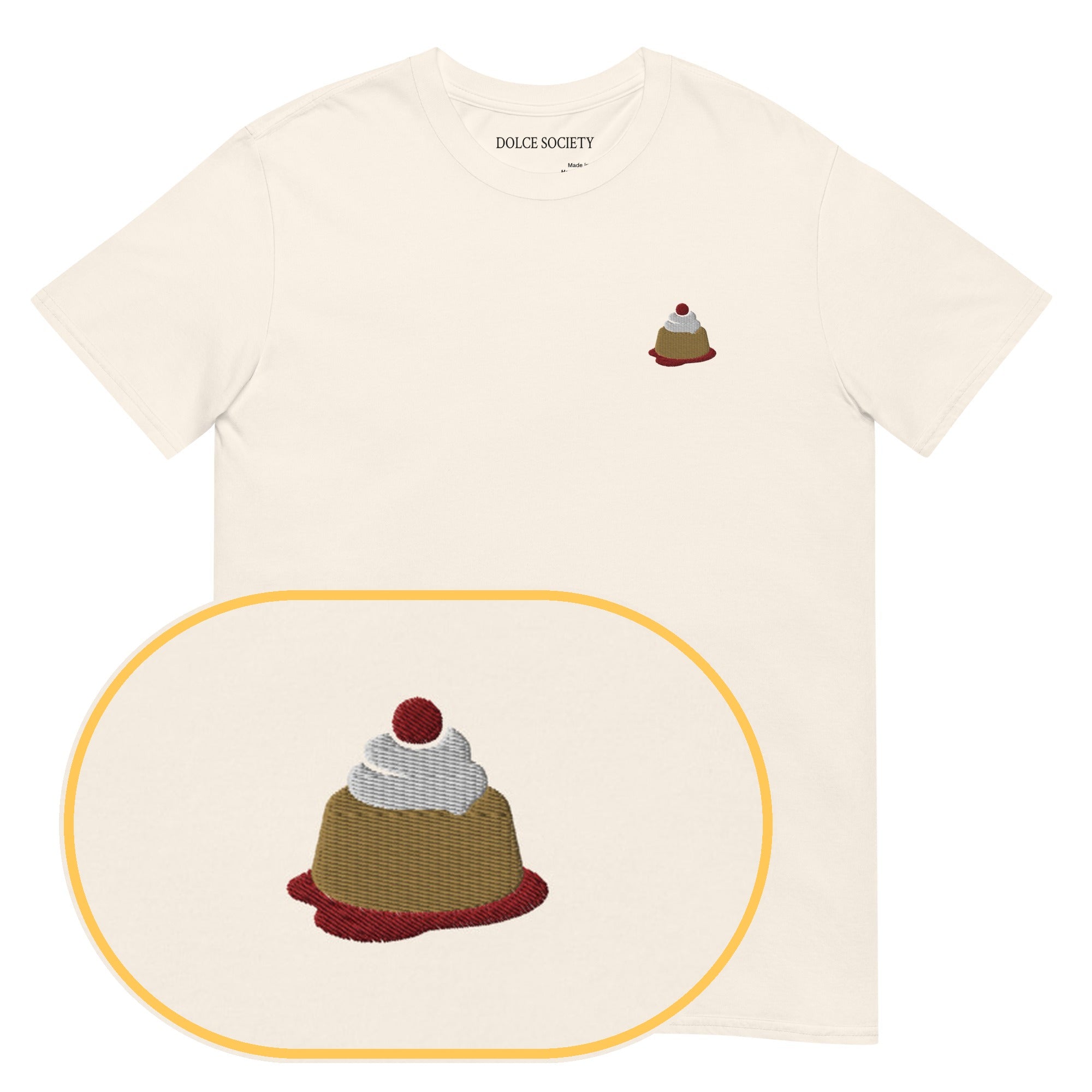 Panna Cotta T-Shirt (Embroidered) — Natural — zoom detail