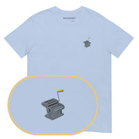 Pasta Machine T-Shirt (Embroidered) — Light Blue — zoom detail