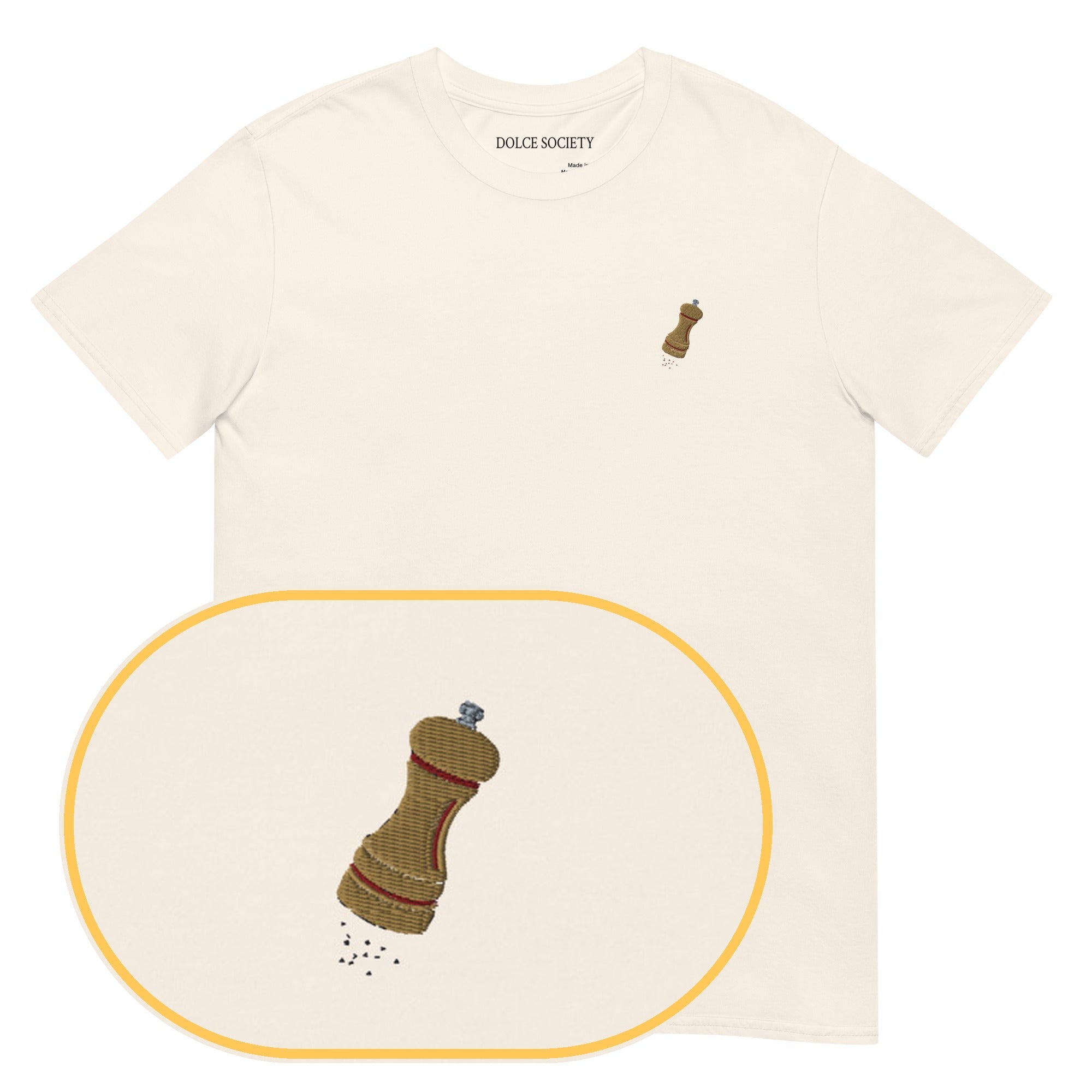 Pepper T-Shirt (Embroidered) — Natural — zoom detail
