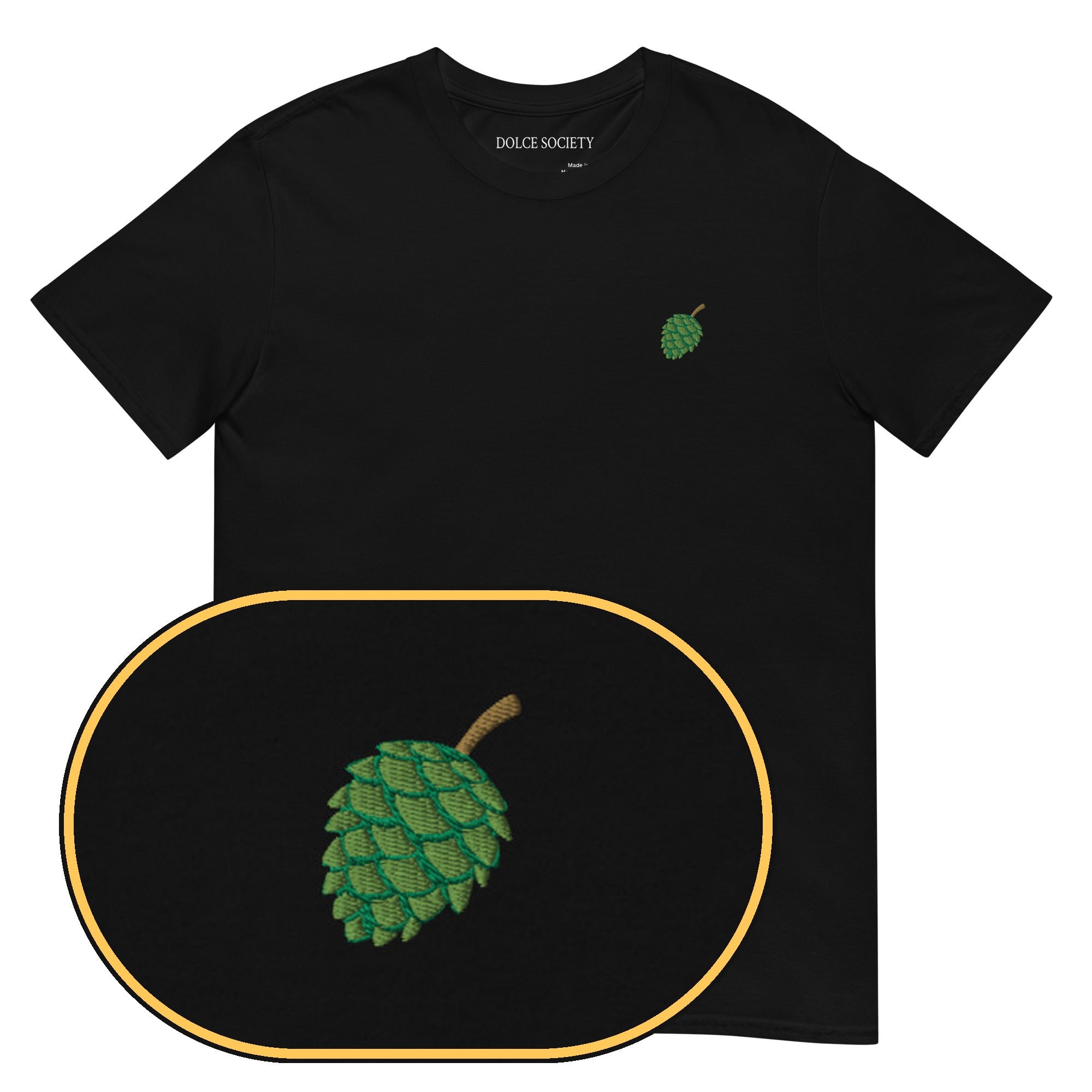 Pine T-Shirt (Embroidered) — Black — zoom detail