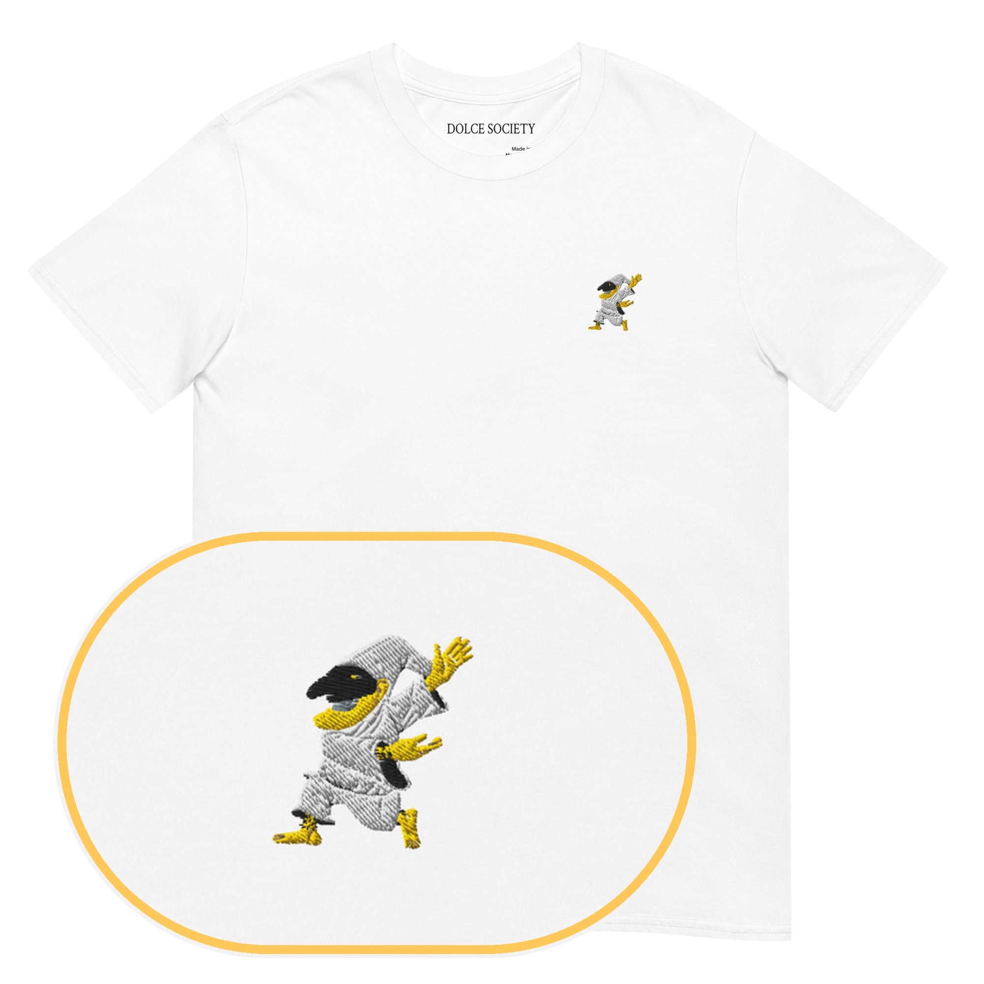 Pulcinella T-Shirt (Embroidered) — White — zoom detail