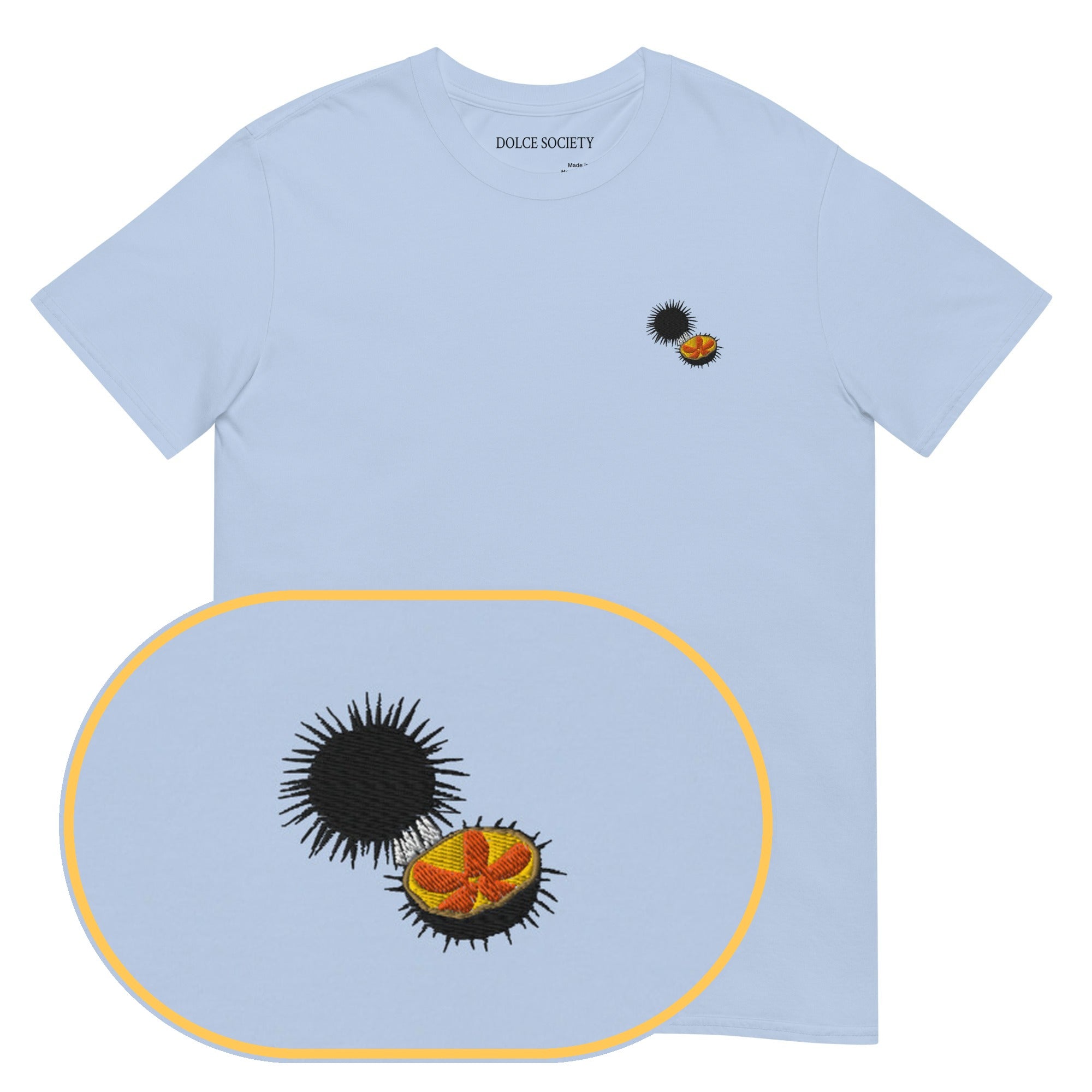 Sea Urchin T-Shirt (Embroidered) — Light Blue — zoom detail