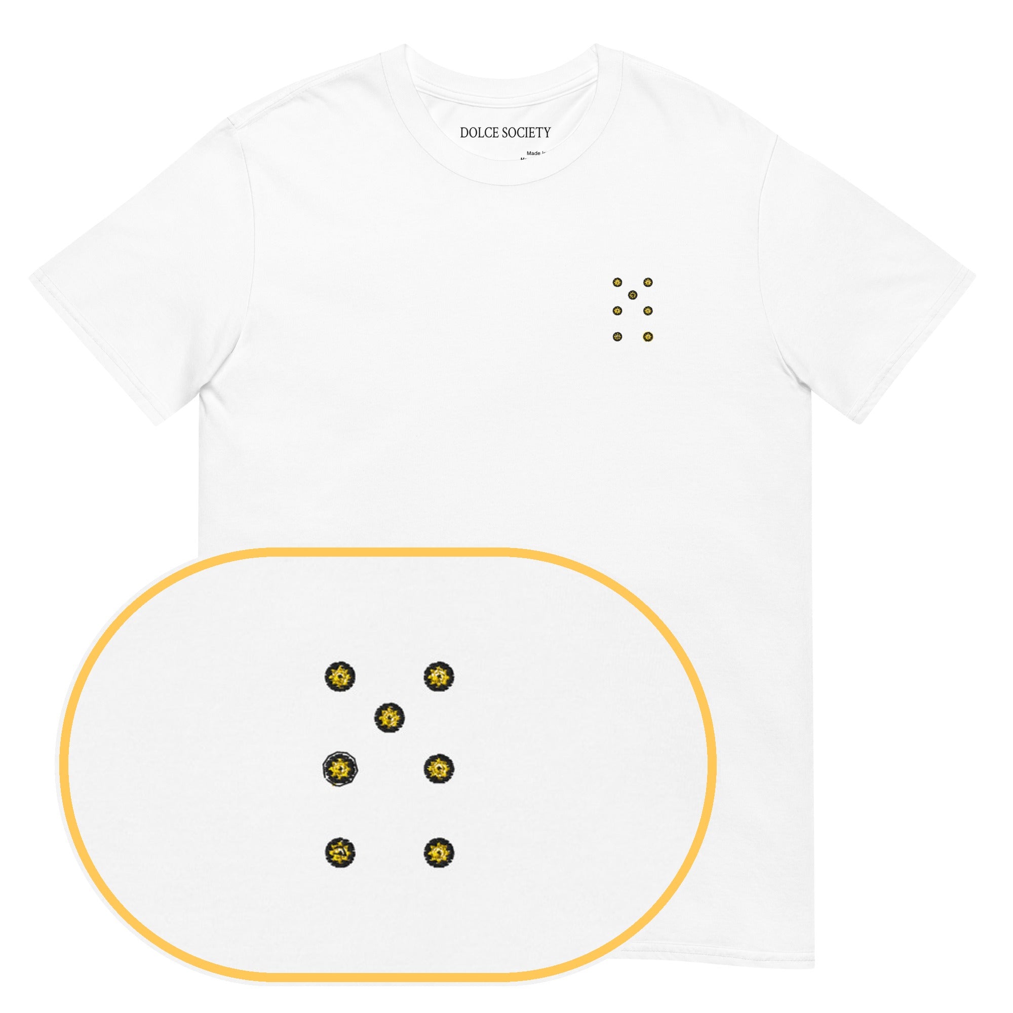 Sette Bello Card T-Shirt (Embroidered) — White — zoom detail
