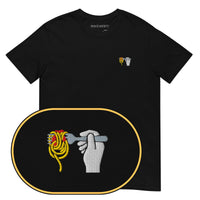 Spaghetti T-Shirt (Embroidered) — Black — zoom detail