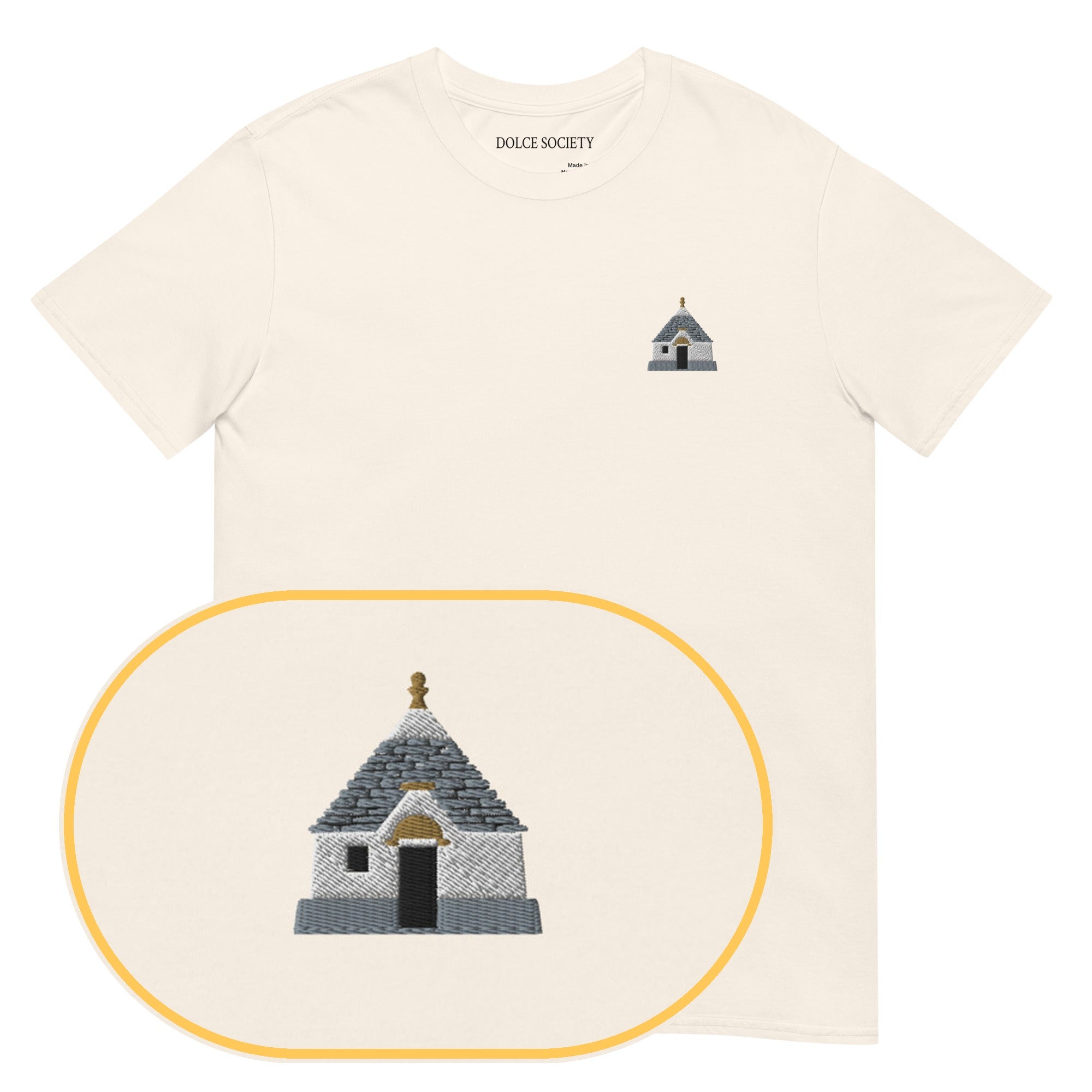Trullo T-Shirt (Embroidered) — Natural — zoom detail