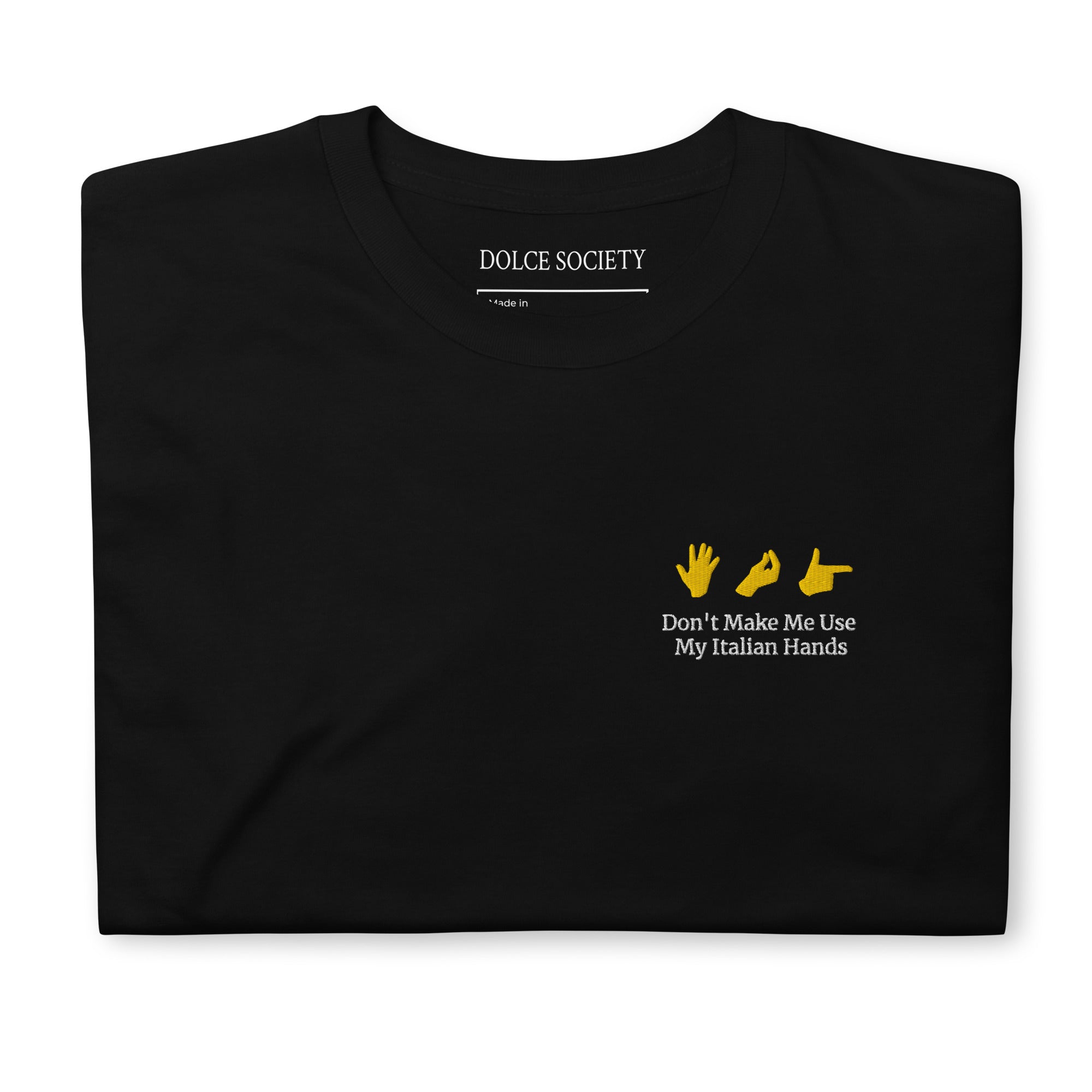 Italian Hands T-Shirt (Embroidered) @shop name