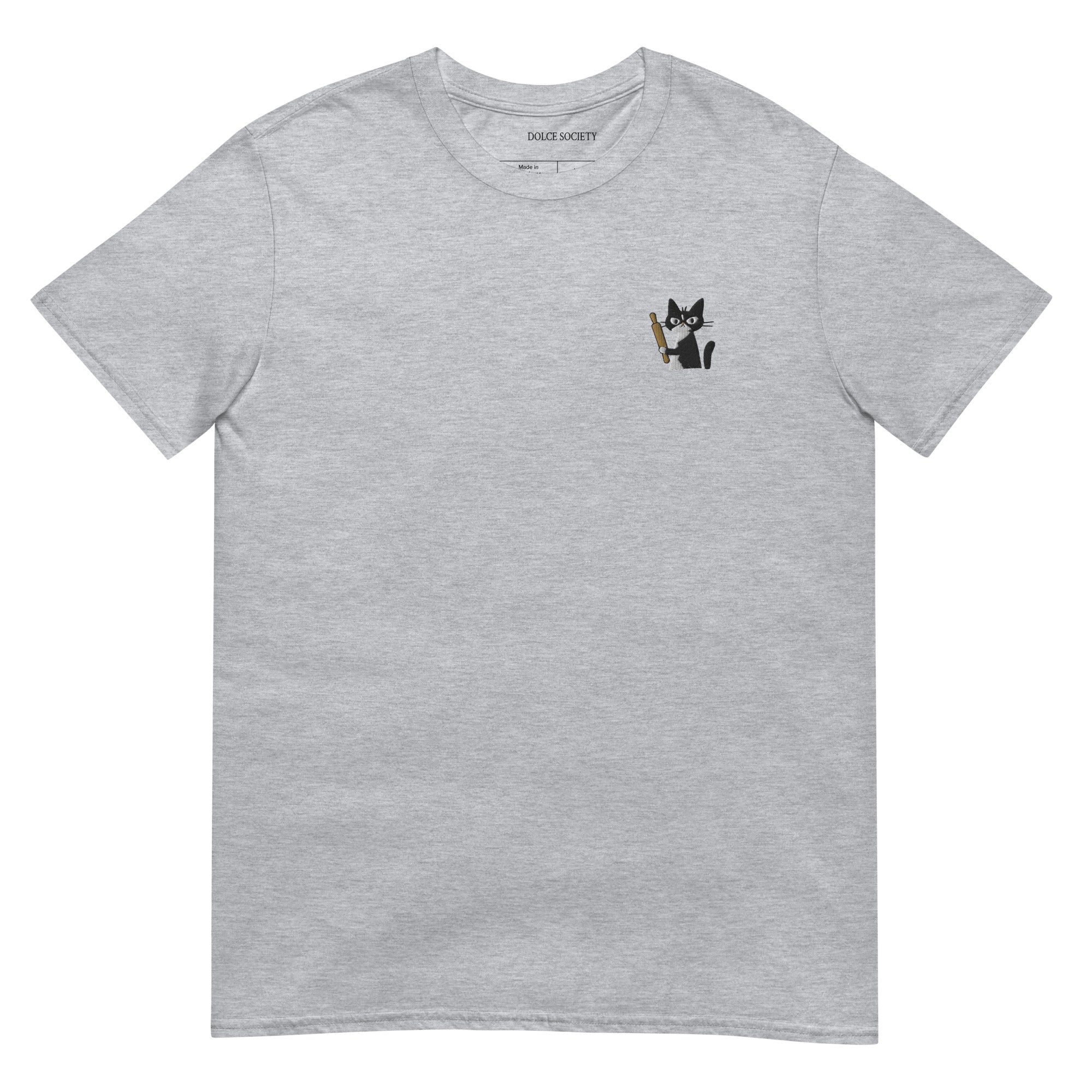 Cat With Rolling Pin T-Shirt (Embroidered)