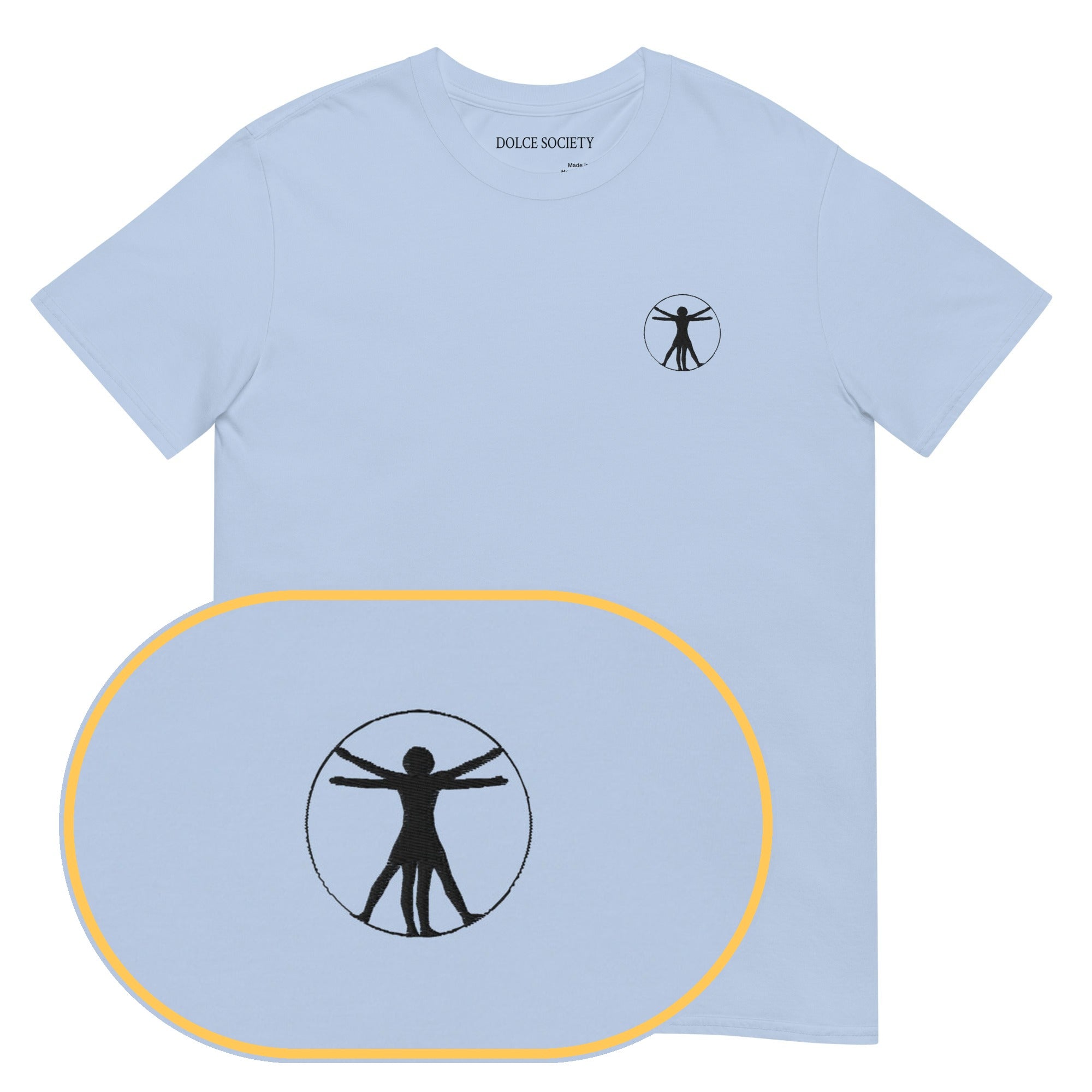 Uomo Vtruviano T-Shirt (Embroidered) — Light Blue — zoom detail