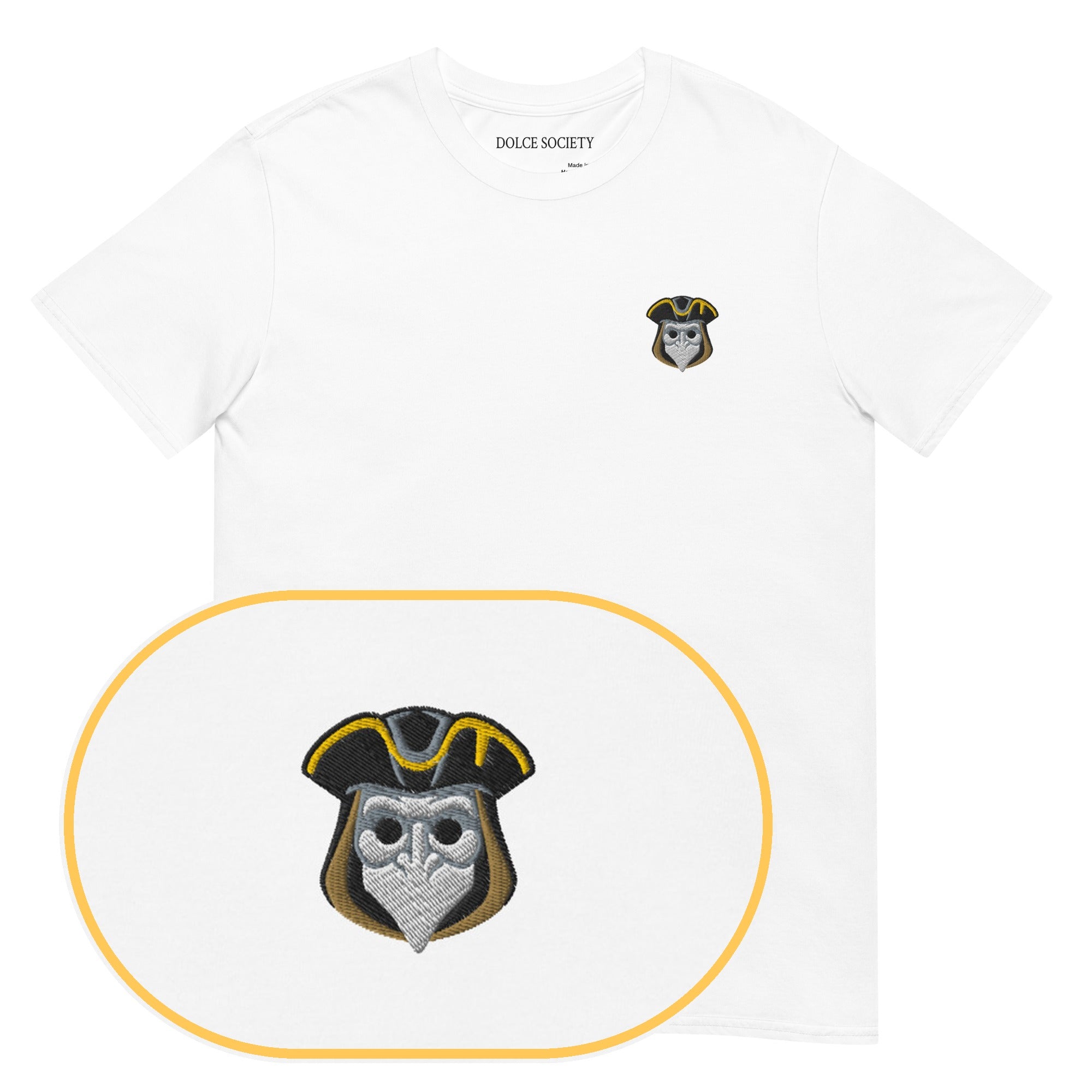Venice Mask T-Shirt (Embroidered) — White — zoom detail