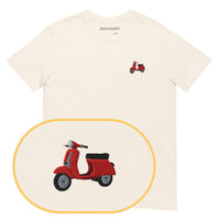 Vespa T-Shirt (Embroidered) — Natural — zoom detail