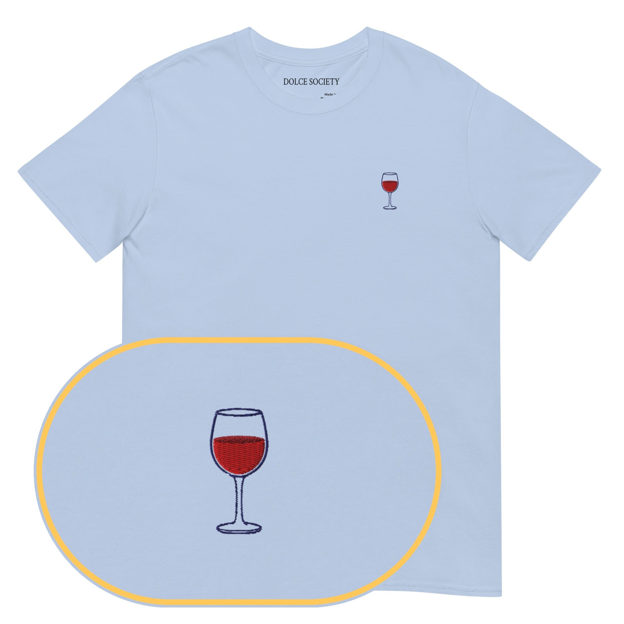 Vine Glass T-Shirt (Embroidered) — Light Blue — zoom detail