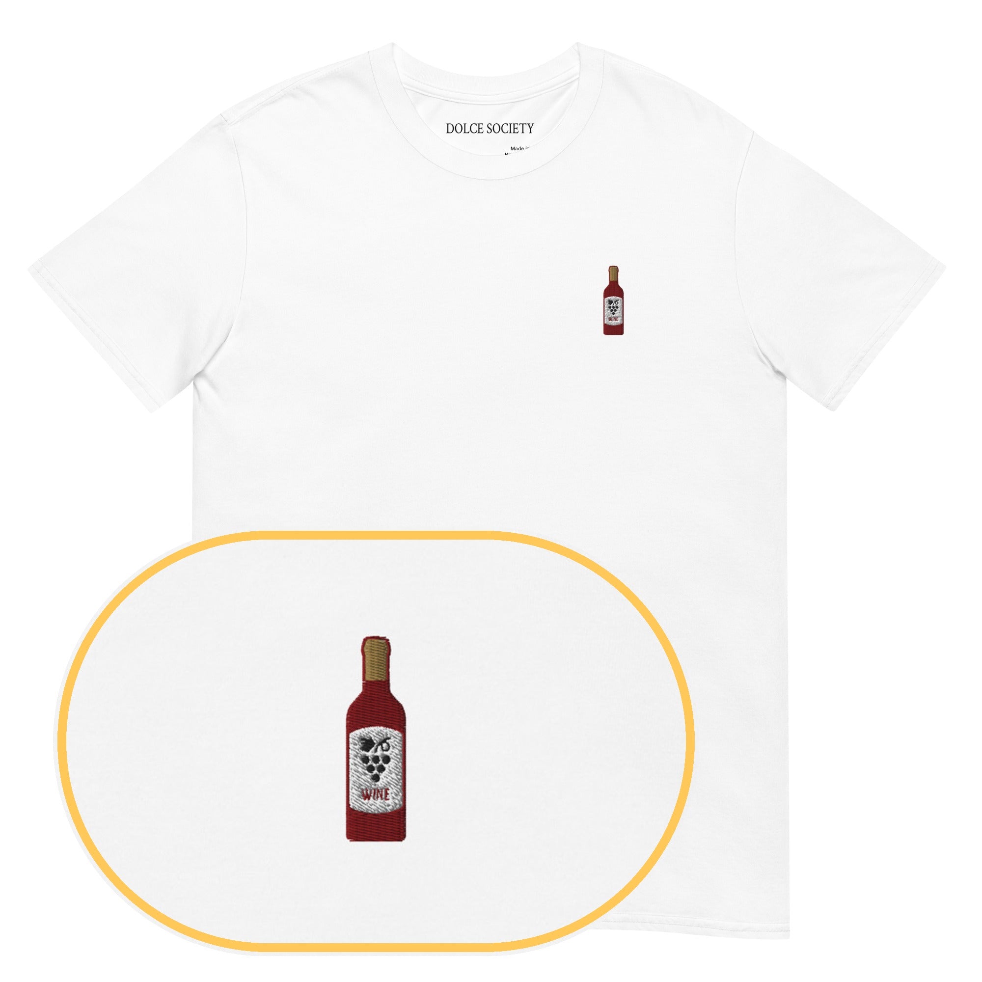 Vino T-Shirt (Embroidered) — White — zoom detail