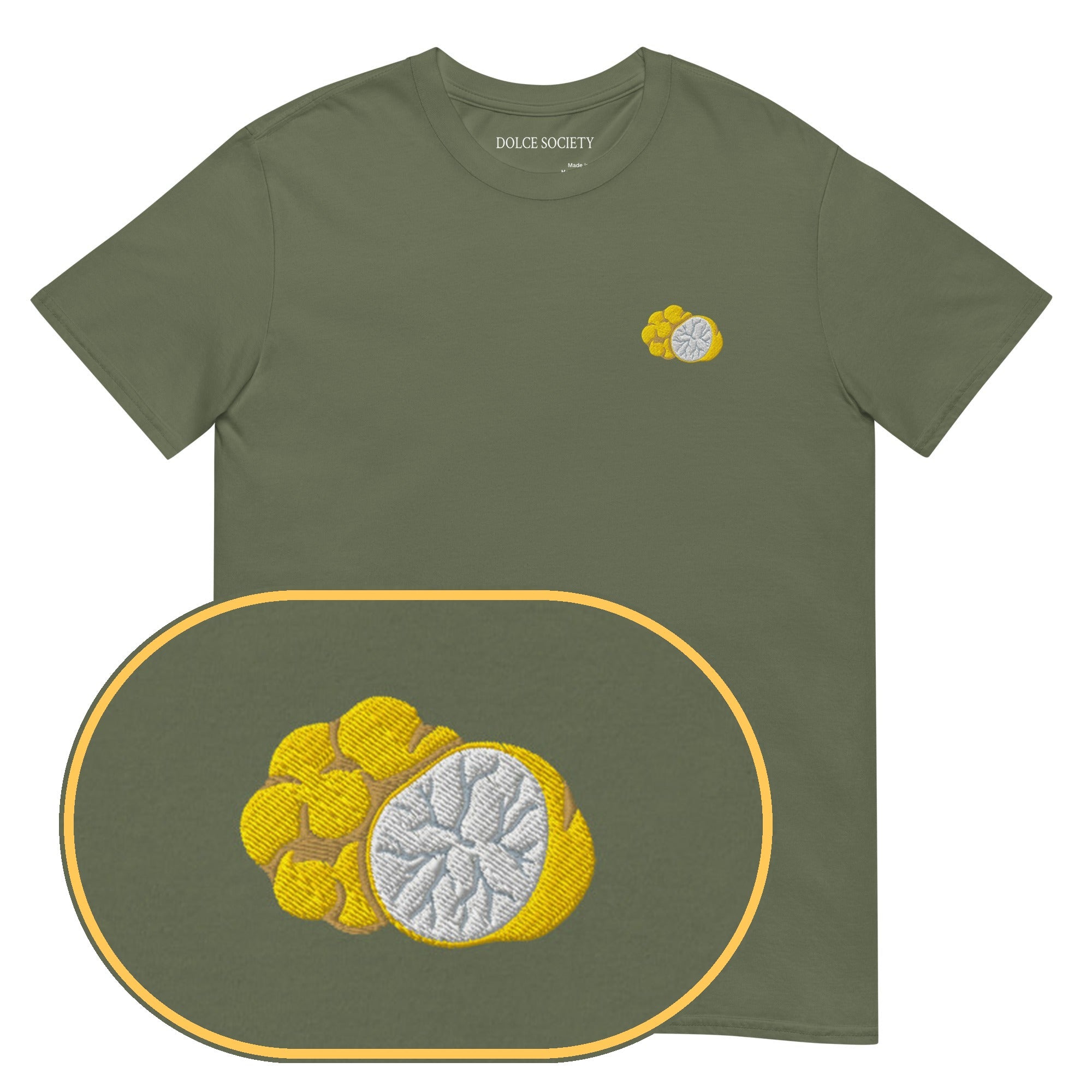 White Truffle T-Shirt (Embroidered) — Military Green — zoom detail