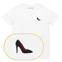 Woman Shoe T-Shirt (Embroidered) — White — zoom detail