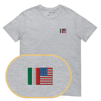 T-Shirt Bandiera Metà Usa:italia (Ricamata)