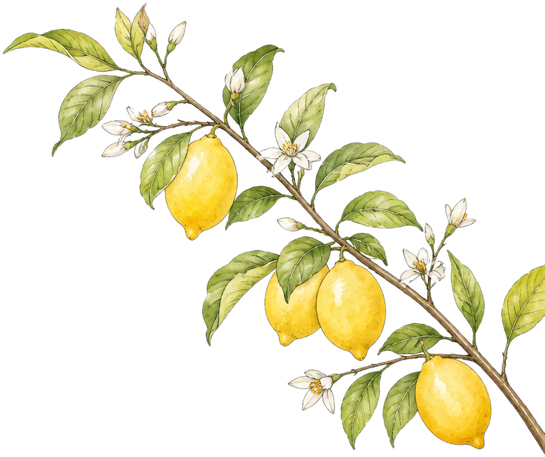 Italian lemon branch illustration